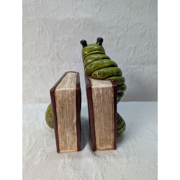 Vintage Book Worm Bookends 3D Heavy Ceramic Retro 1960-70 Hand Painted - Picture 4 of 11